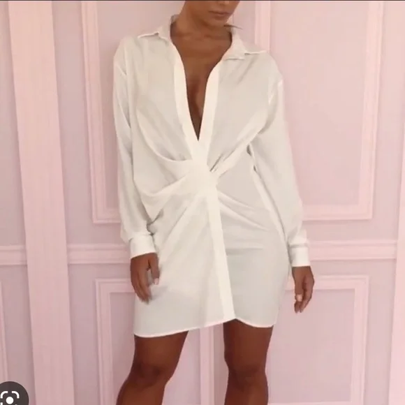 House Of CB Assata White Shirt Dress - Picture 2 of 12